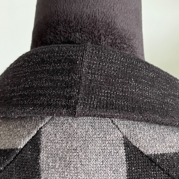 BCBGeneration Black/Gray Contrast Open Front Striped Asymmetrical Cardigan M/L - Picture 4 of 9